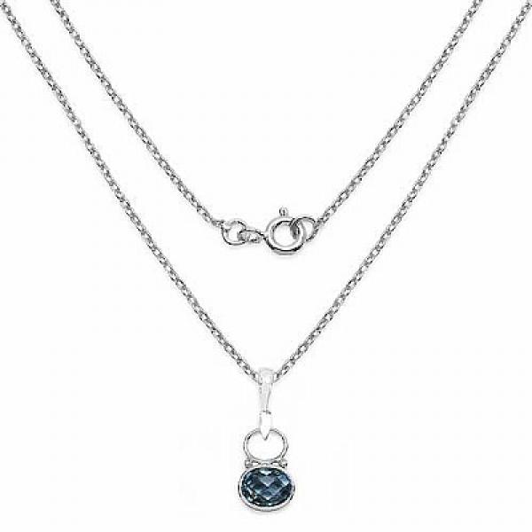 Collier/Kette mit elegantem Designer Anhänger facettierter Blautopas 5,25 Karat