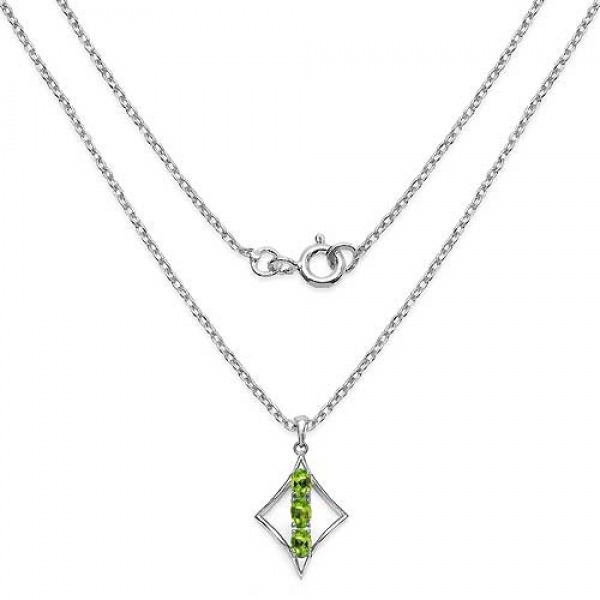 Collier/Kette mit Peridot Anhänger-925 Silber Rhodiniert-1,49 Karat
