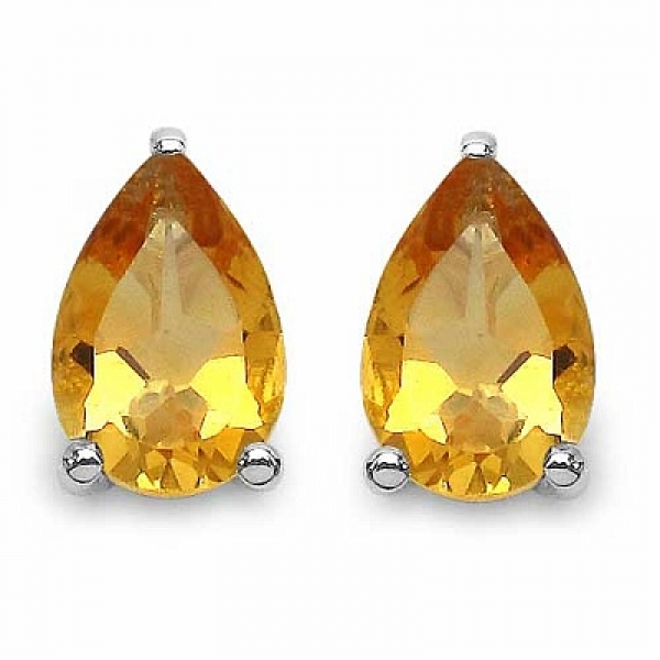 Edles Citrin-Tropfen-Schmuck-SET 4-teilig Sterling Silber Rhodiniert-2,60 Karat