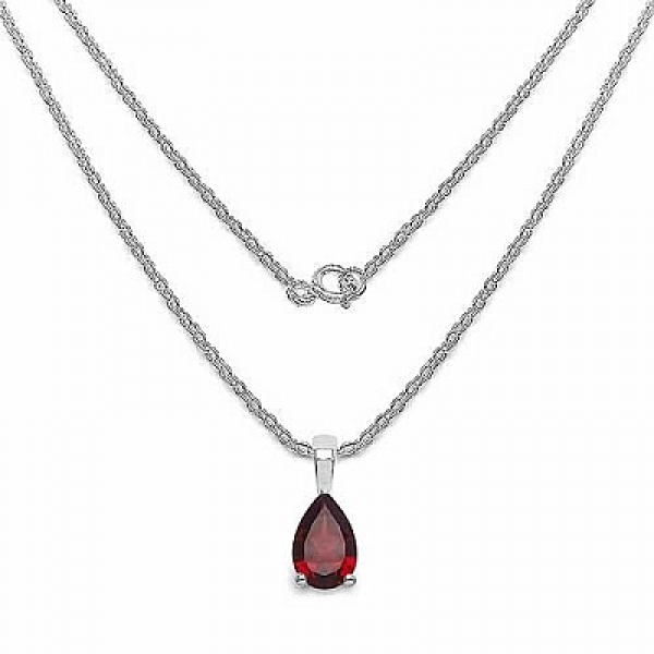 Edles Granat-Tropfen-Schmuck-SET 4-teilig Sterling Silber Rhodiniert-3,00 Karat
