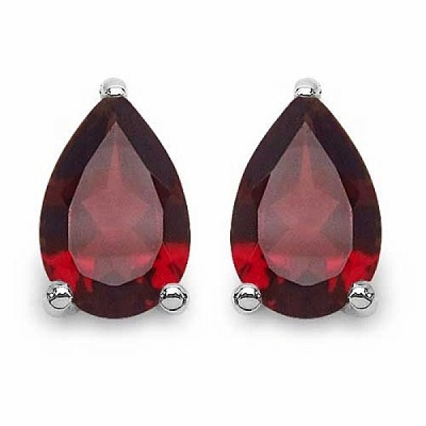 Edles Granat-Tropfen-Schmuck-SET 4-teilig Sterling Silber Rhodiniert-3,00 Karat