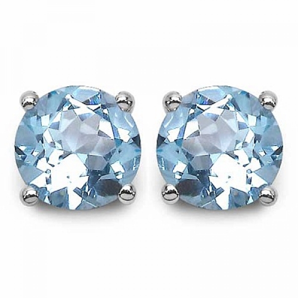 SET 4-teilig Blautopas-Ohrstecker,Collier,Anhänger-2,30 Karat