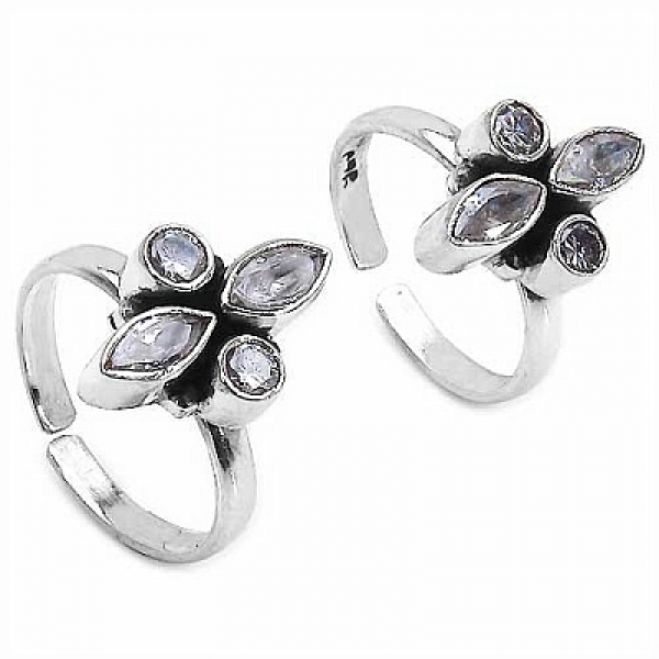 Zehenring/Fußschmuck weiße Zirkonias-1,10 Karat in Silber Rhodiniert