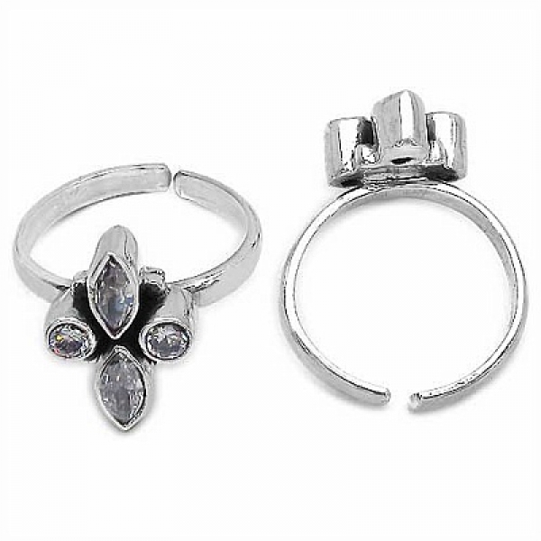 Zehenring/Fußschmuck weiße Zirkonias-1,10 Karat in Silber Rhodiniert