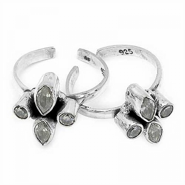 Zehenring/Fußschmuck weiße Zirkonias-1,10 Karat in Silber Rhodiniert