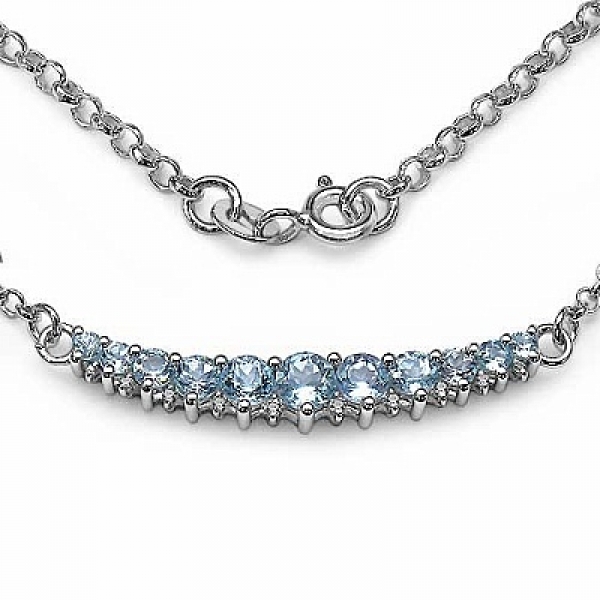Edles Collier/Kette Blautopas/Weißtopas-925 Silber-Rhodiniert-3,17Karat