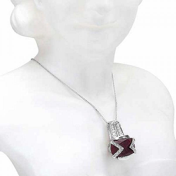 Collier/Kette-Anhänger echter Rubin-7,50 Karat-Silber-Rhodiniert
