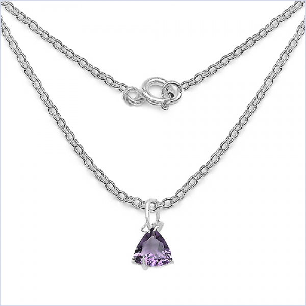 Collier/Halskette mit Amethyst-Anhänger-3,00 Karat-Silber