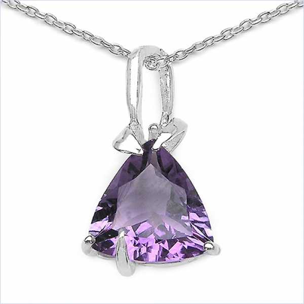 Collier/Halskette mit Amethyst-Anhänger-3,00 Karat-Silber