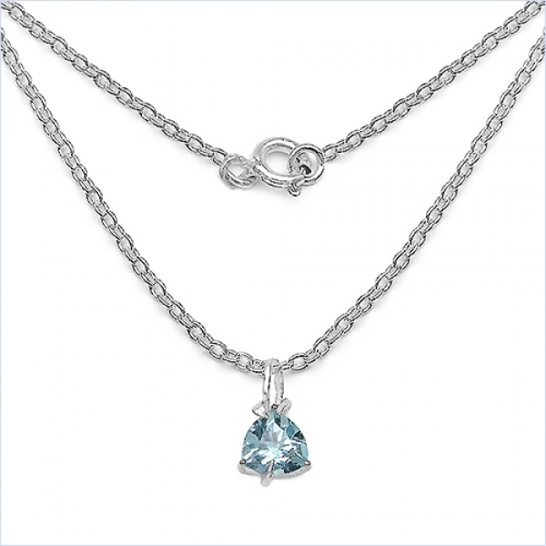 Collier/Halskette m.Blautopas-Anhänger-3,50 Karat-Silb.