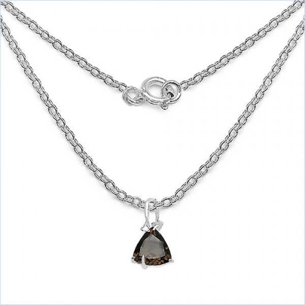 Collier/Halskette mit Smoky-Topas/Rauchquarz-Anhänger-3,10 Karat-Silber