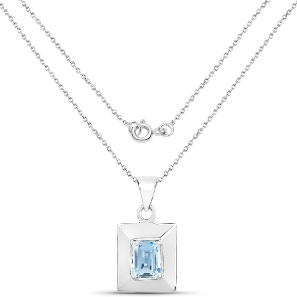 Collier/Kette mit Blautopas-Anhänger 925 Silber/Rhodin.1,20 Karat