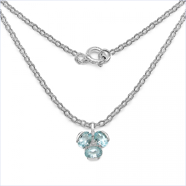 Collier/Kette mit Blautopas/Weißtopas-Anhänger 925 Sterling Silber-4,82 Karat