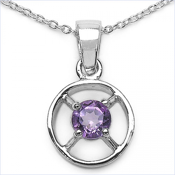 Collier/Kette Anhänger m.Amethyst 925 Silber-Rhodiniert 0,50 Karat