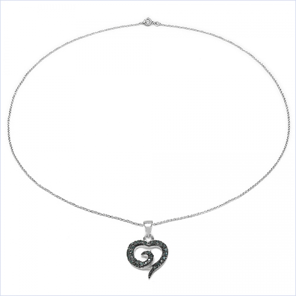 Collier/Herz-Anhänger mit 29 seltenen blauen Diamanten/Brillianten