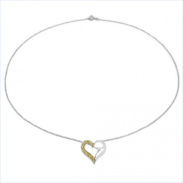 Collier/Herz-Anhänger mit 12 seltenen gelben Diamanten