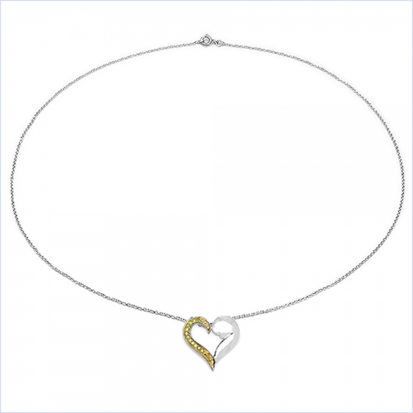 Collier/Herz-Anhänger mit 12 roten Zirkonias-0,12 Karat