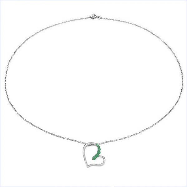 Collier m.Herz-Anhänger Smaragd-925 Silber-0,46 Karat