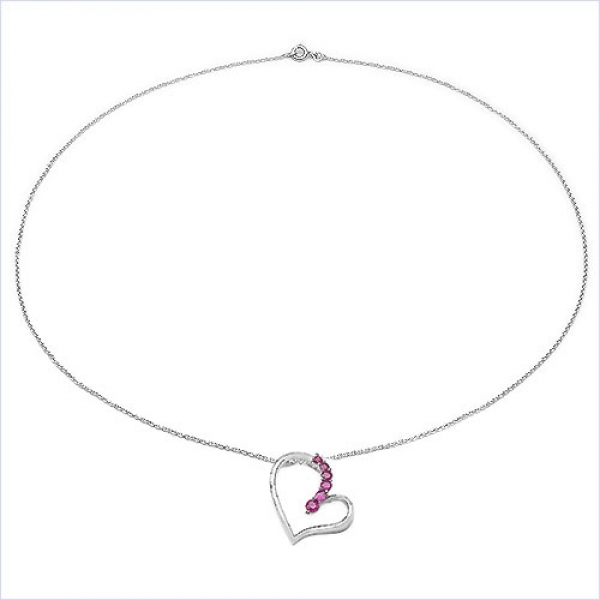 Collier mit Rubin-Herz-Anhänger-925 Silb.-0,58 Karat