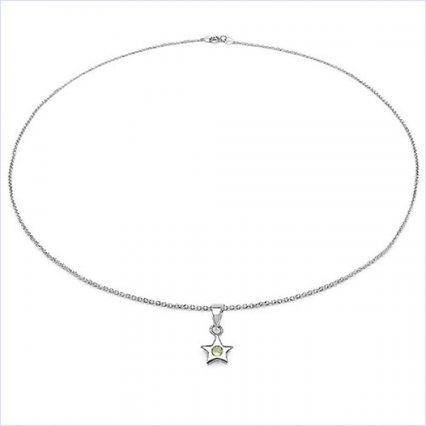 Collier/Kette Peridot-Anhänger-Stern 925 Silber-Rhodiniert