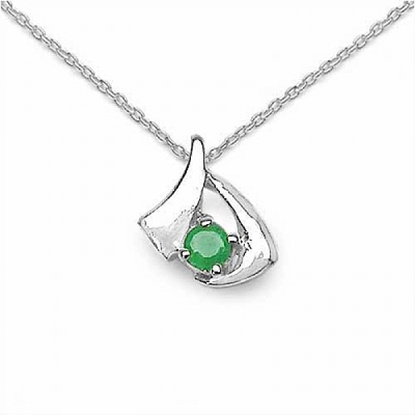 Collier/Kette Anhänger-Smaragd (Emerald)925Silber-Rhod.