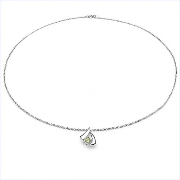 Collier/Kette mit Anhänger-Peridot 925Silber-Rhodiniert