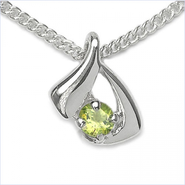 Collier/Kette mit Anhänger-Peridot 925Silber-Rhodiniert