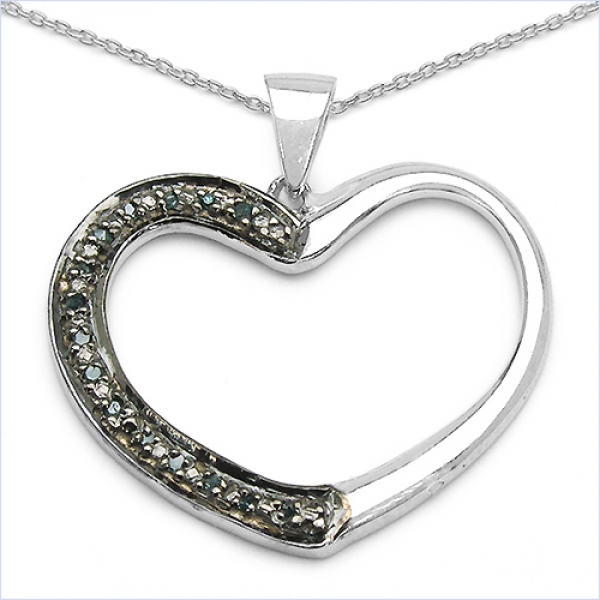 Collier/Herz-Anhänger mit 15 seltenen blauen Diamanten/Brillianten