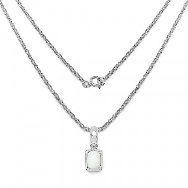 Collier/Halskette mit Opal-Anhänger-925 Silber Rhodiniert 1,10 Karat