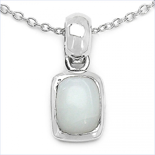 Collier/Halskette mit Opal-Anhänger-925 Silber Rhodiniert 1,10 Karat