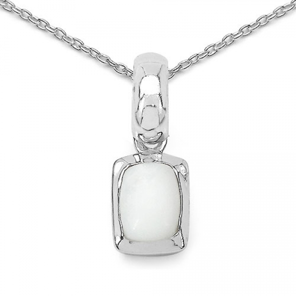 Collier/Halskette mit Opal-Anhänger-925 Silber Rhodiniert 1,10 Karat