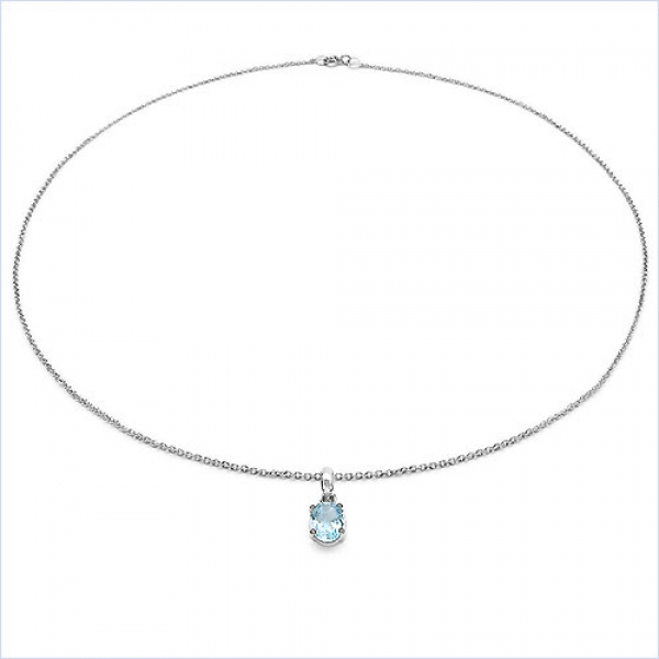 Collier/Kette Anhänger Ovaler Blautopas-Silber-2,50 Karat