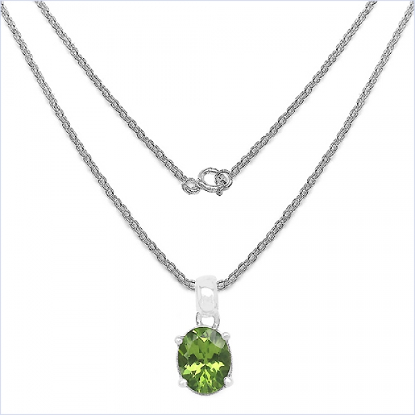 Collier/Kette mit Anhänger Ovaler Peridot-Silber-0,85 Karat