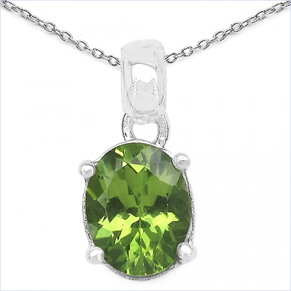 Collier/Kette mit Anhänger Ovaler Peridot-Silber-0,85 Karat