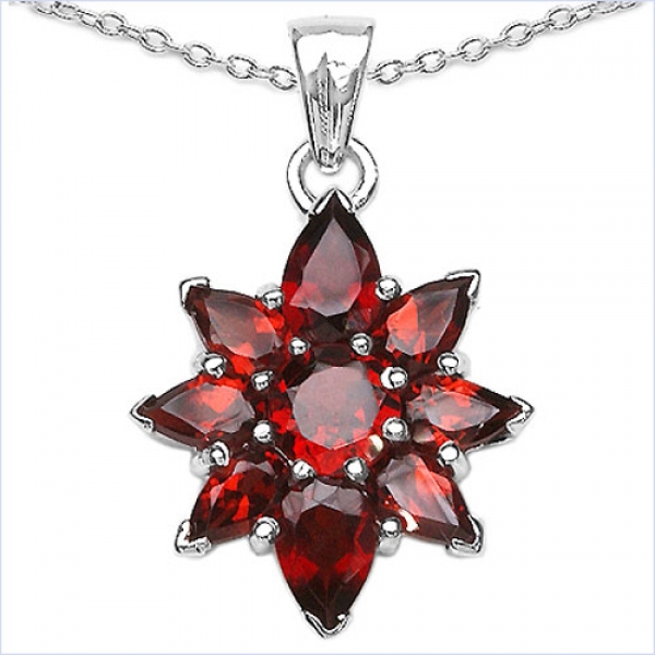 Collier/Halskette m.Granat Anhänger-3,00 Karat-925-Silber