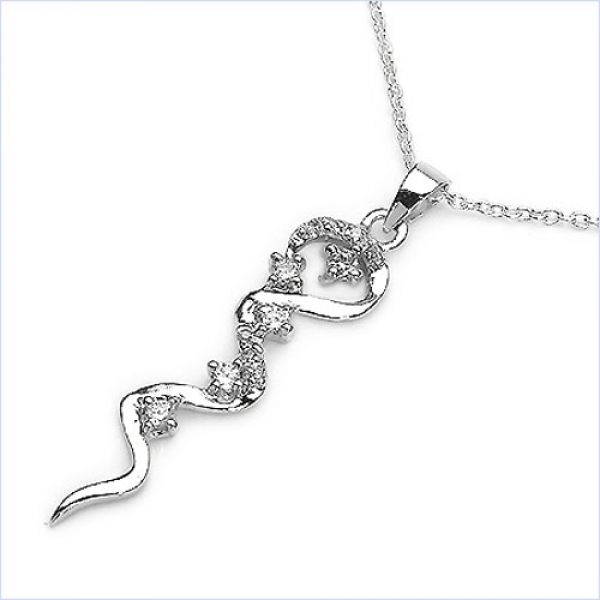 Collier/Halskette Silber mit elegantem weißen Zirkonia-Anhänger