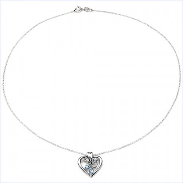 Collier/Kette mit Herz-Anhänger Blautopas 925 Silber/Rh.0,52 Karat