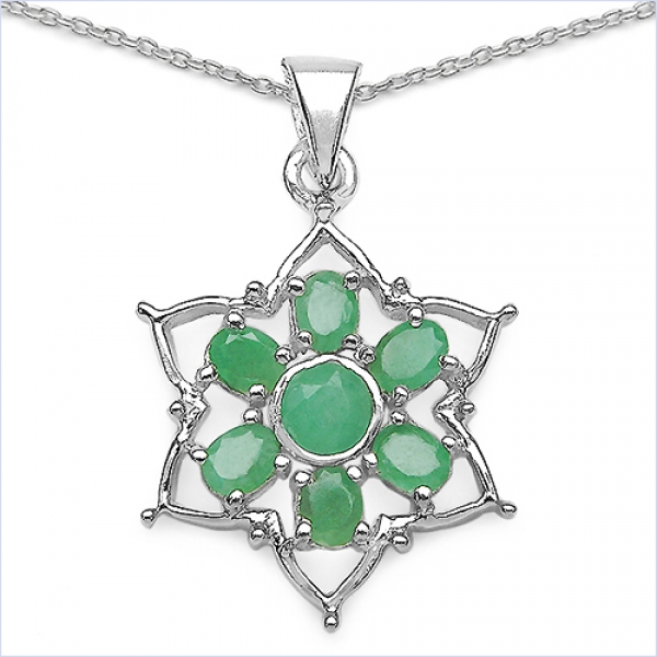 Collier/Kette mit Anhänger Stern-Granat/Turmalin 2,35 Karat-Silber Rhodiniert