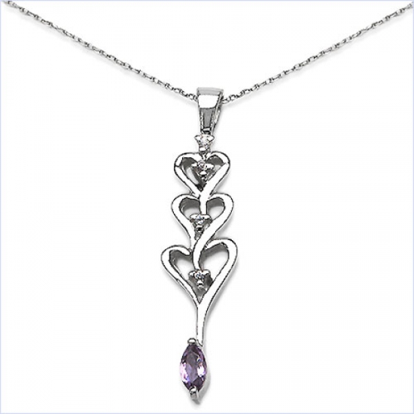 Collier/Kette mit Amethyst-Weißtopas-Anhänger 925 Silber