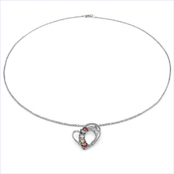 Collier mit Herz-Color-Saphir-Anhänger-Silber-1,25Karat
