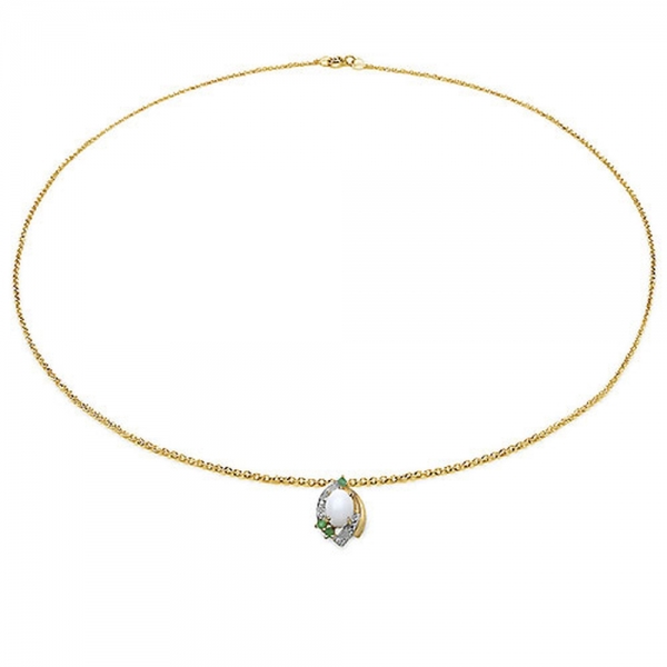 Collier/Kette mit Opal-Smaragd-Anhänger 1,14 Karat-Silber Rhodiniert