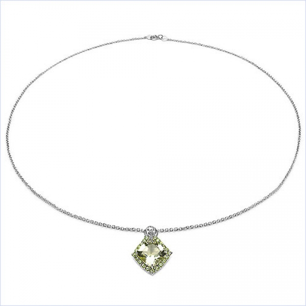 Collier/Kette m.Lemon-Quarz/Peridot-Anhänger 7,55 Karat