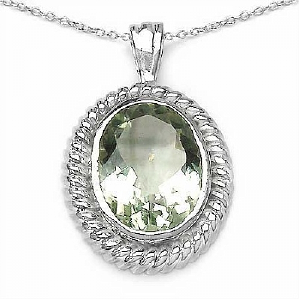 Collier/Kette mit seltenem Grünen Amethyst-Medaillion-8,35 Karat