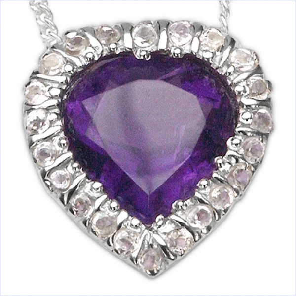 Collier/Kette m.Amethyst/Weißtopas-Silber-Rhod.2,69 Karat