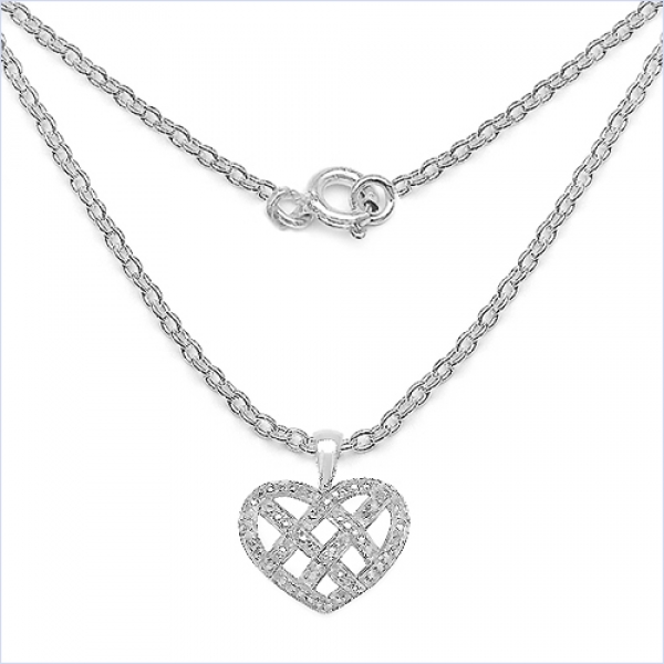 Collier/Halskette 925-Sterling Silber mit Herz Anhänger weiße Zirkonia