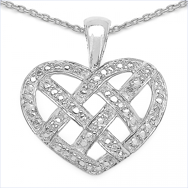 Collier/Halskette 925-Sterling Silber mit Herz Anhänger weiße Zirkonia