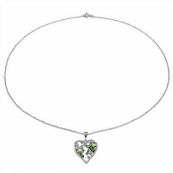Collier/Halskette Herz-Anhänger-Chromdiopsid-Zirkonia 1,64 Karat