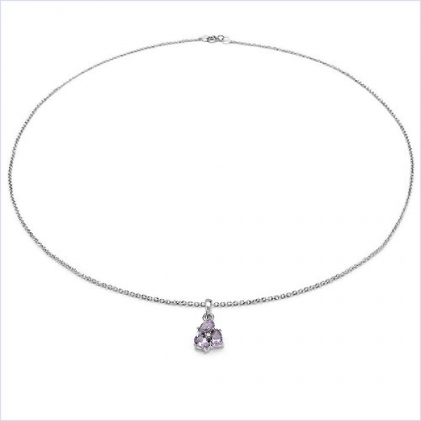Collier/Kette mit Diamant/Amethyst-Anhänger 925 Silber-1,35 Karat