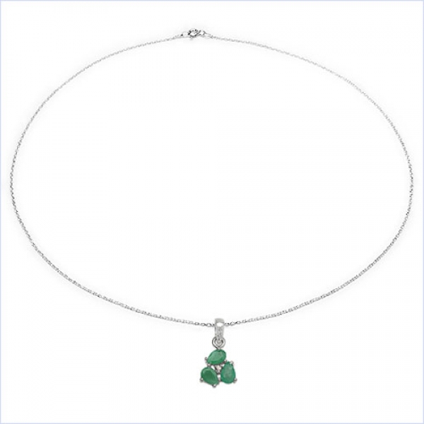 Collier/Kette mit Diamant/Smaragd-Anhänger 925 Silber