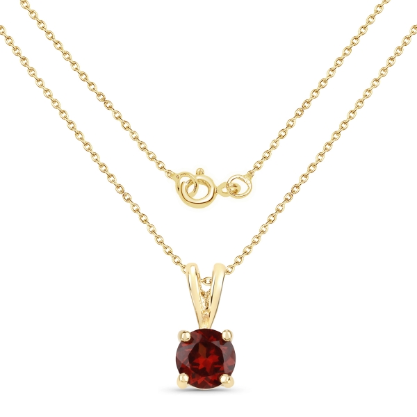 Collier/Kette mit Granat-Anhänger 0,50 Karat Silber-vergoldet 14 Karat Gelbgold